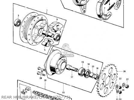 REAR HUB/BRAKE/CHAIN ('70-'73) - G4TRA 1971 USA CANADA