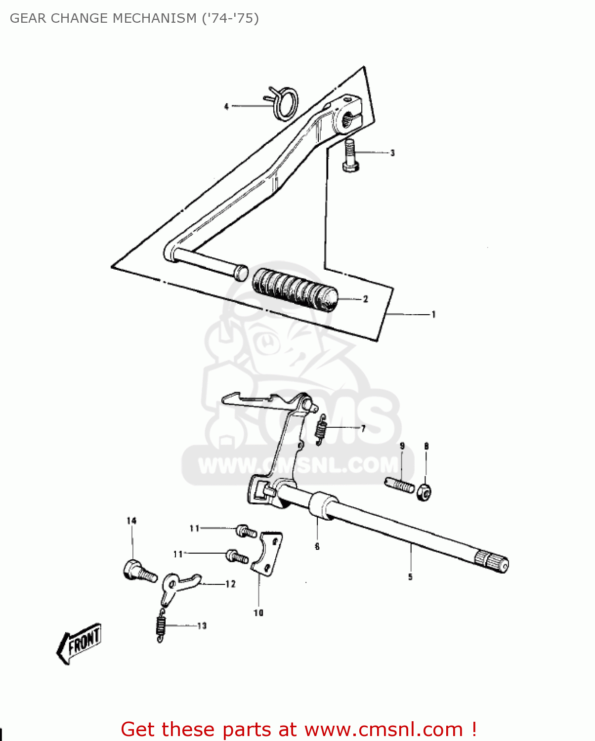 GEAR CHANGE MECHANISM ('74-'75) G4TRB 1972 USA CANADA