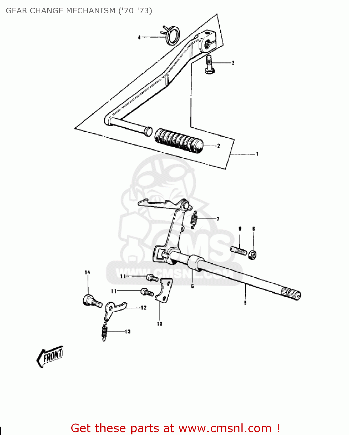 GEAR CHANGE MECHANISM ('70-'73) G4TRB 1972 USA CANADA