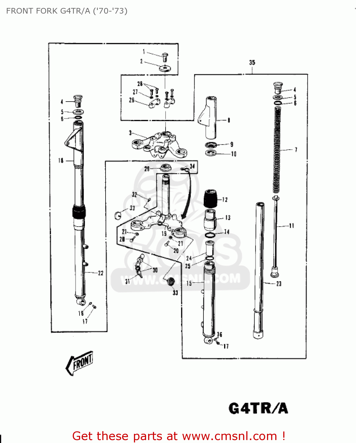 FRONT FORK G4TR/A ('70-'73) G4TRB 1972 USA CANADA