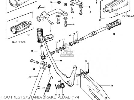 FOOTRESTS/STAND/BRAKE PEDAL ('74 - G4TRB 1972 USA CANADA