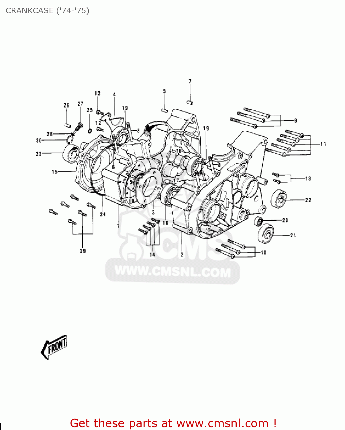 CRANKCASE ('74-'75) G4TRC 1973 USA CANADA
