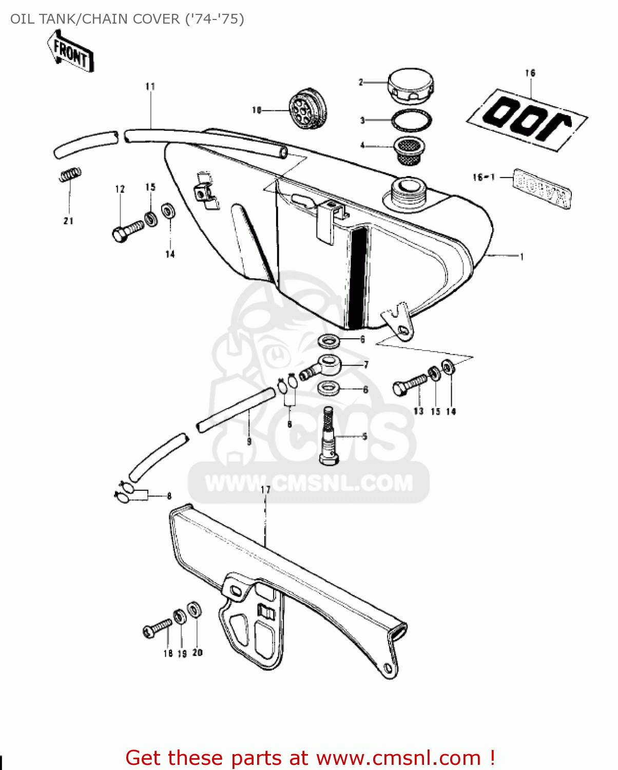 OIL TANK/CHAIN COVER ('74-'75) G4TRC 1973 USA CANADA
