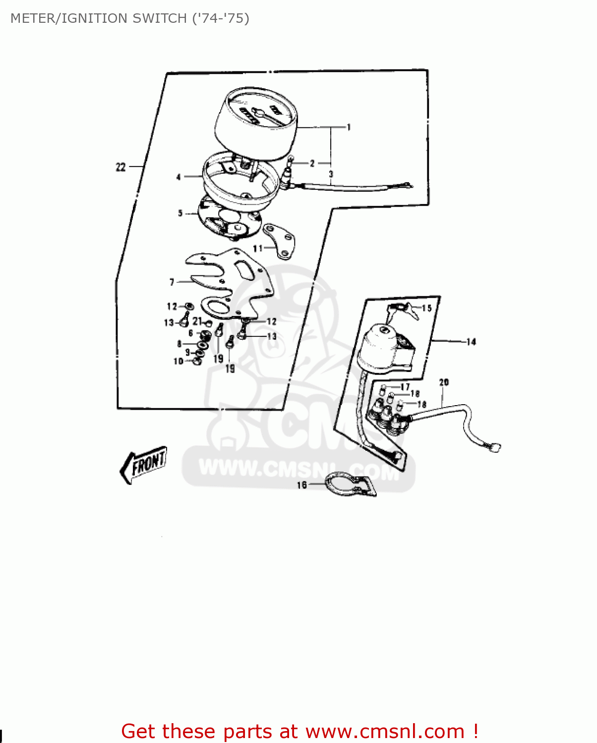METER/IGNITION SWITCH ('74-'75) G4TRD 1974 USA