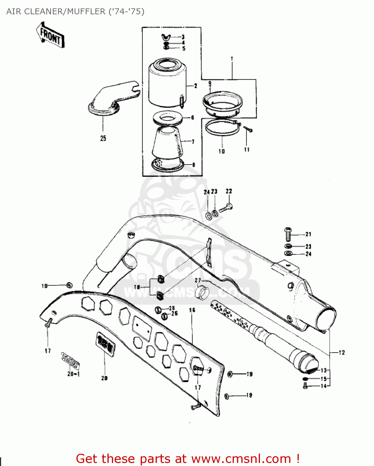 AIR CLEANER/MUFFLER ('74-'75) G4TRE 1975 USA CALIFORNIA