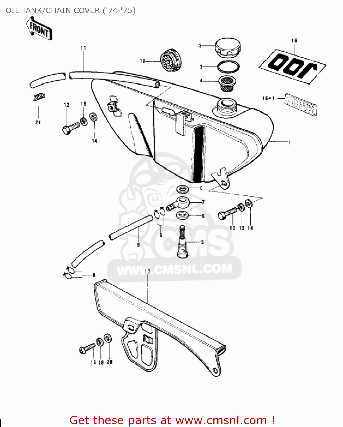 OIL TANK/CHAIN COVER ('74-'75) G4TRE 1975 USA CALIFORNIA