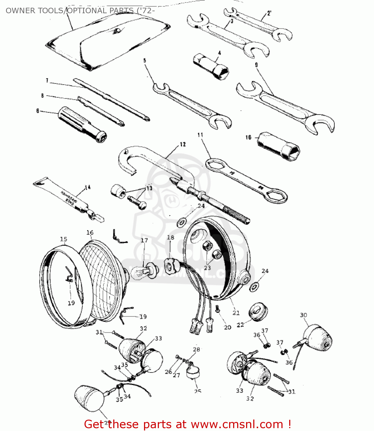 OWNER TOOLS/OPTIONAL PARTS ('72- G5A 1973 CANADA