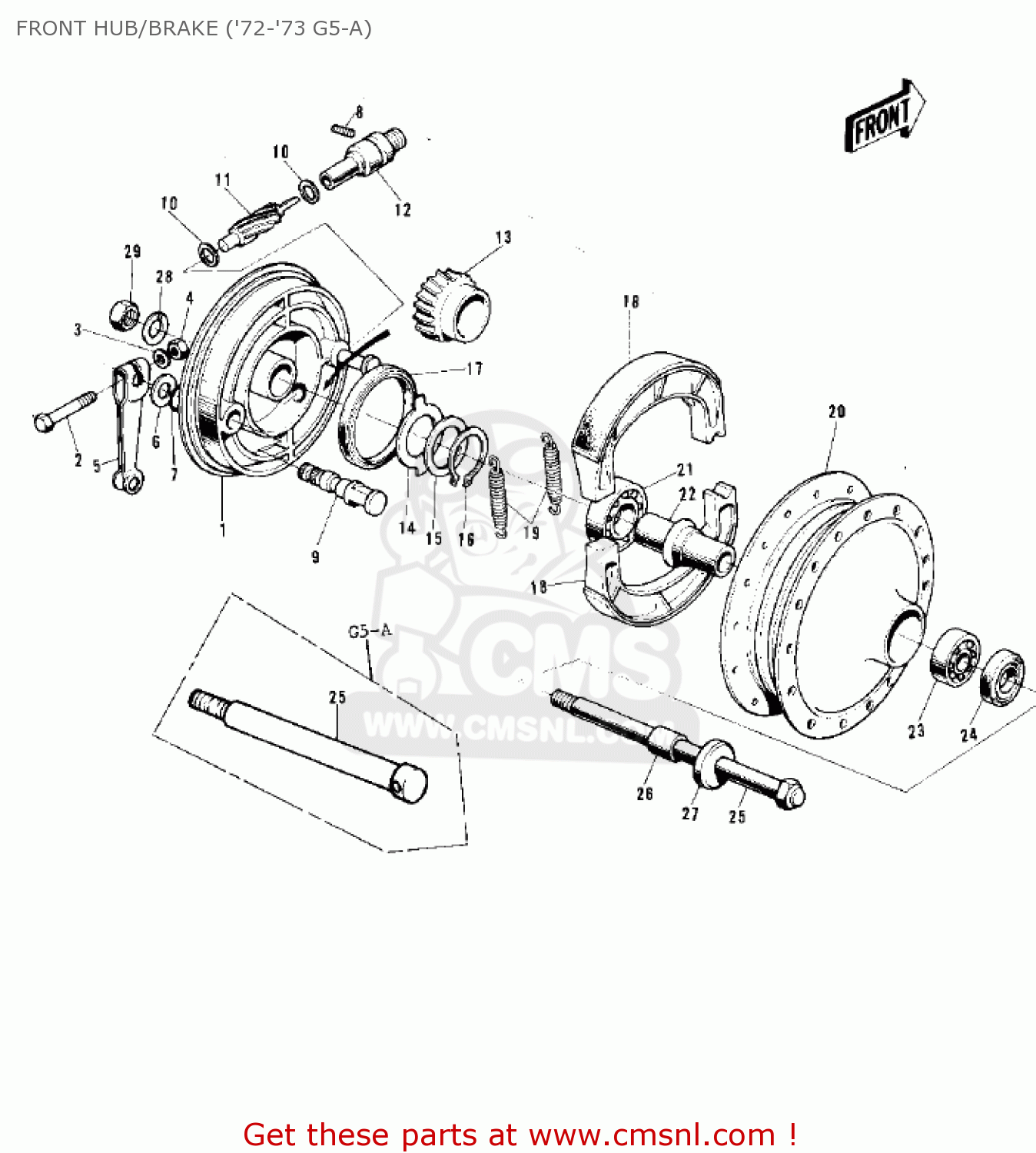 FRONT HUB/BRAKE ('72-'73 G5-A) G5A 1973 CANADA
