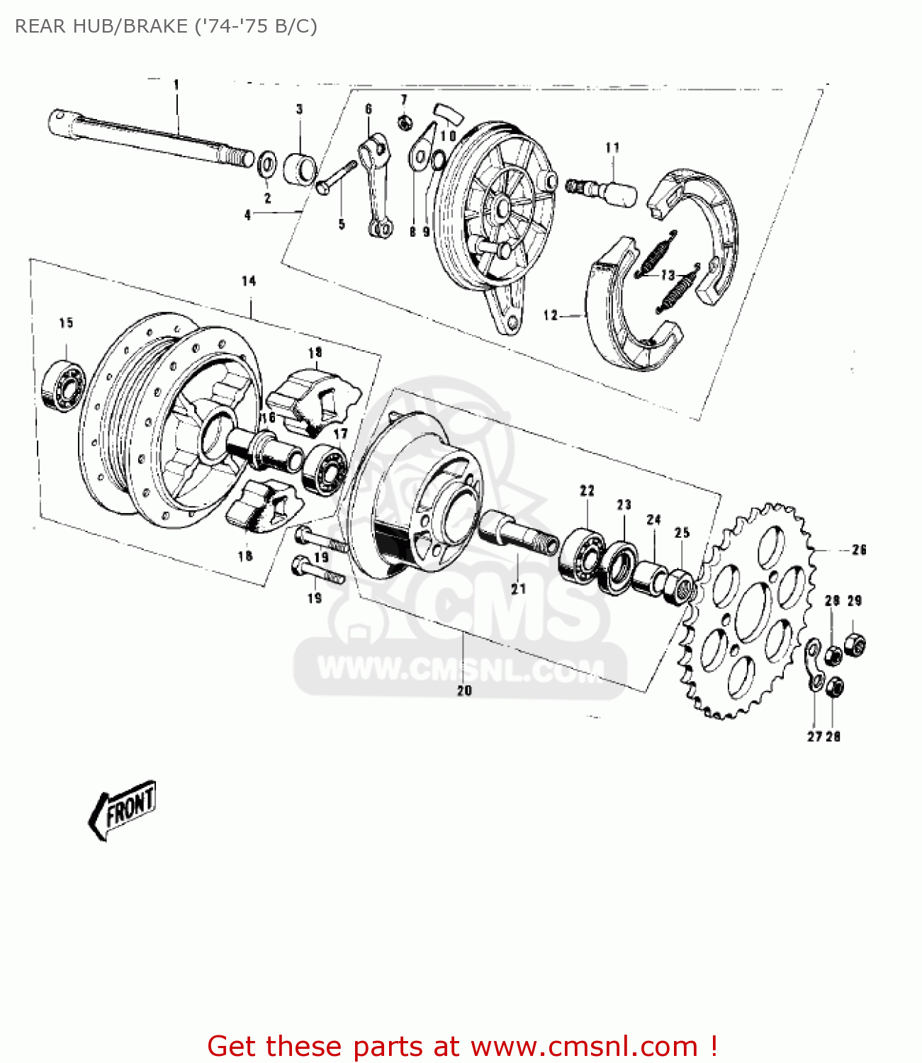 REAR HUB/BRAKE ('74-'75 B/C) G5A 1973 CANADA