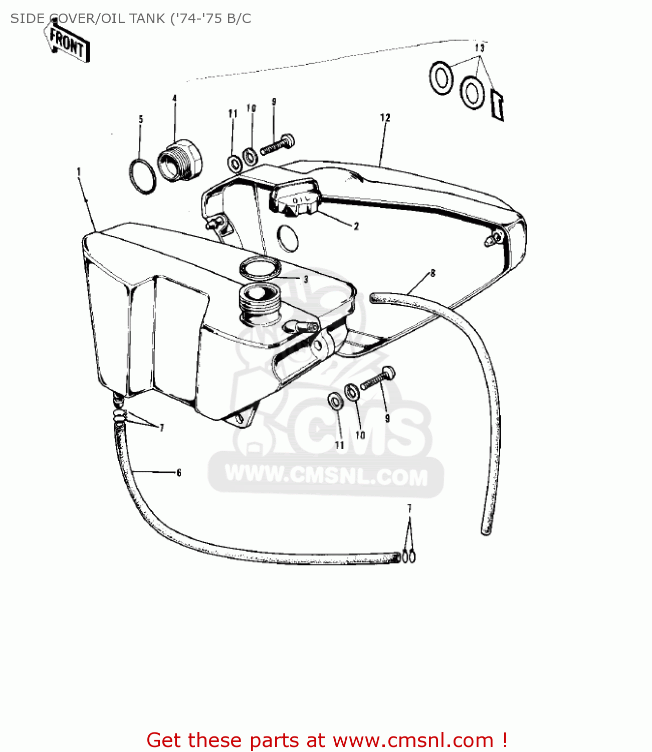 SIDE COVER/OIL TANK ('74-'75 B/C G5A 1973 CANADA