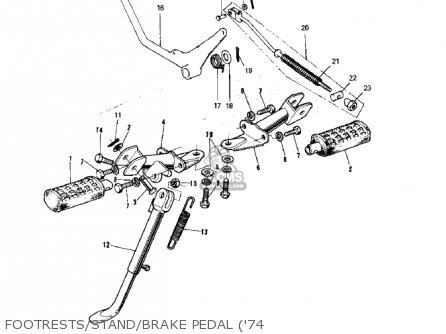 FOOTRESTS/STAND/BRAKE PEDAL ('74 - G5A 1973 CANADA