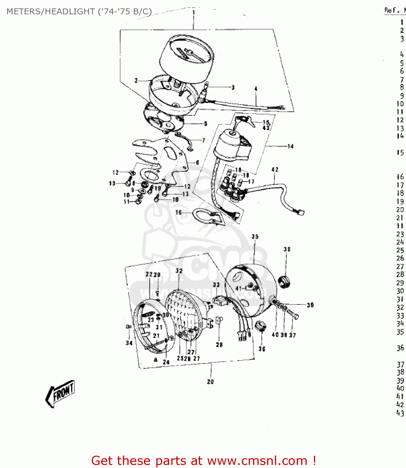 METERS/HEADLIGHT ('74-'75 B/C) G5B 1974 CANADA