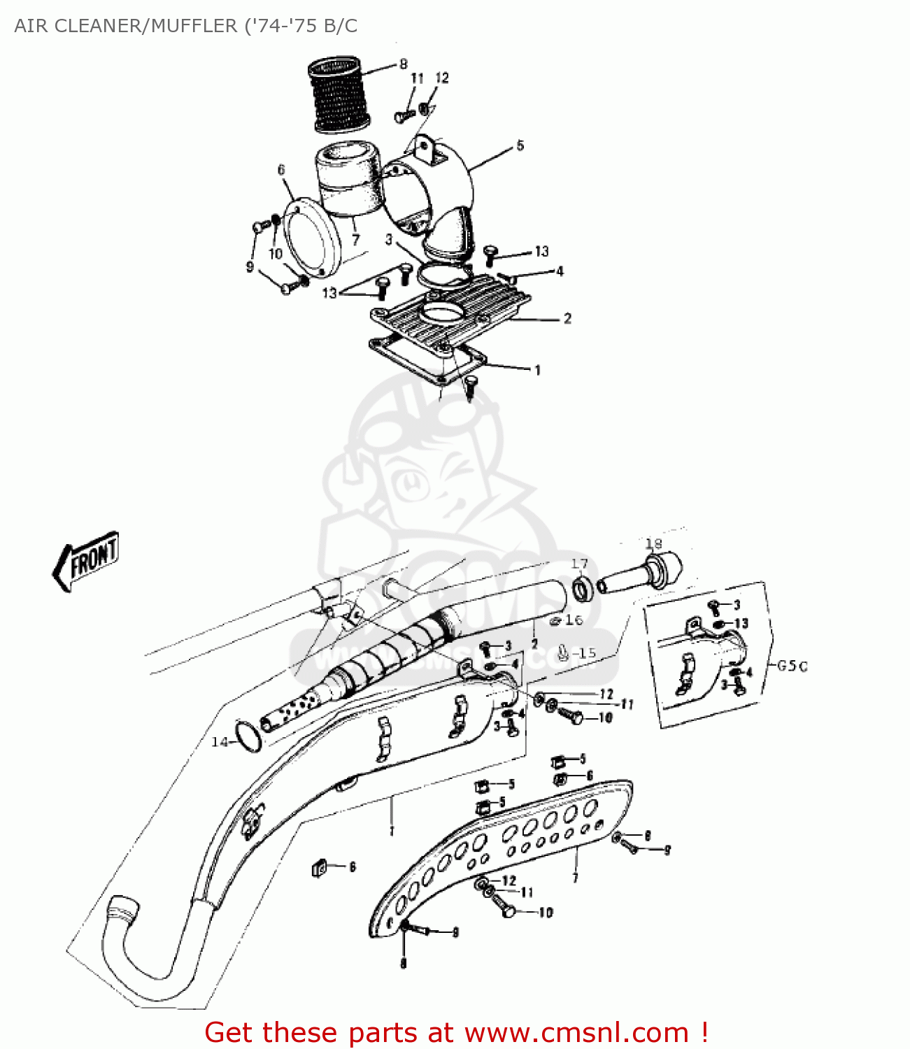 AIR CLEANER/MUFFLER ('74-'75 B/C G5B 1974 CANADA