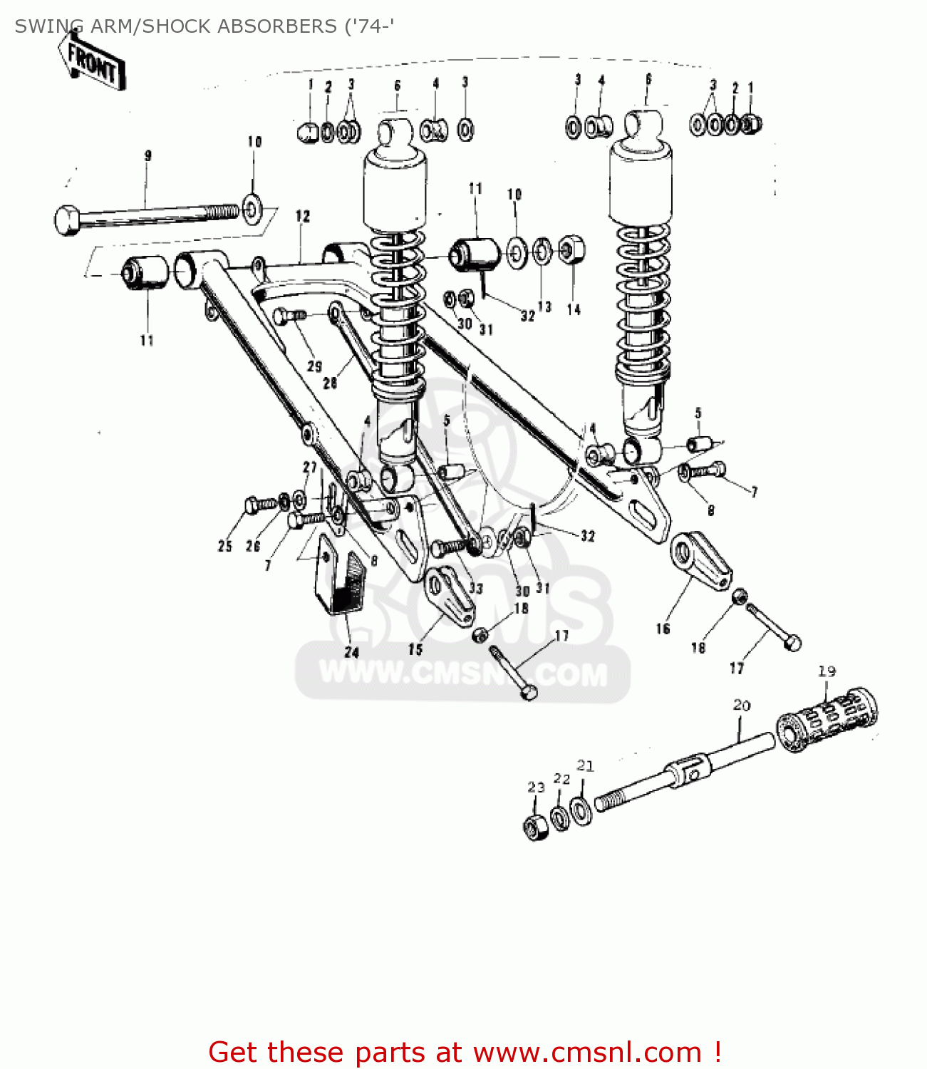 SWING ARM/SHOCK ABSORBERS ('74-' G5B 1974 CANADA