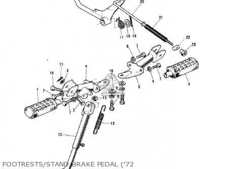 FOOTRESTS/STAND/BRAKE PEDAL ('72 - G5B 1974 CANADA