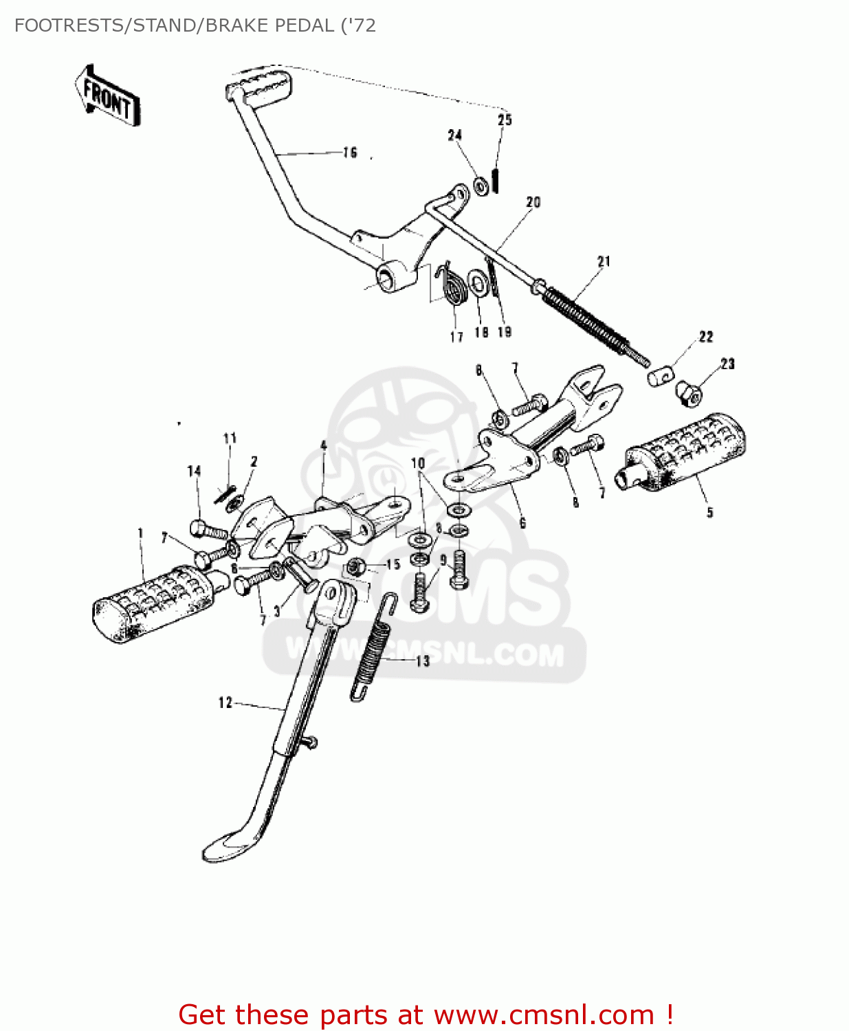 FOOTRESTS/STAND/BRAKE PEDAL ('72 G5C 1975 CANADA