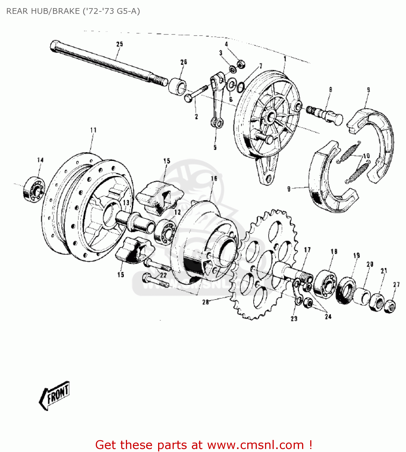 REAR HUB/BRAKE ('72-'73 G5-A) G5C 1975 CANADA