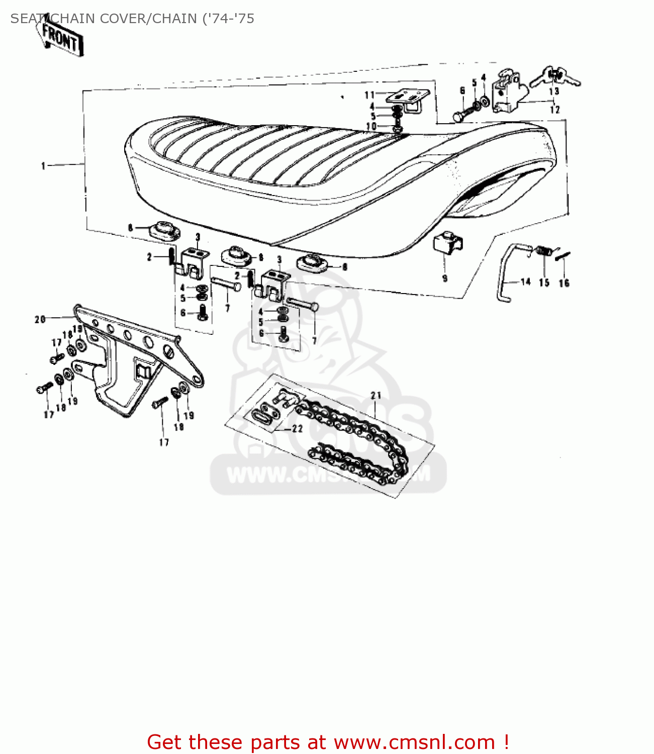 SEAT/CHAIN COVER/CHAIN ('74-'75 G5C 1975 CANADA