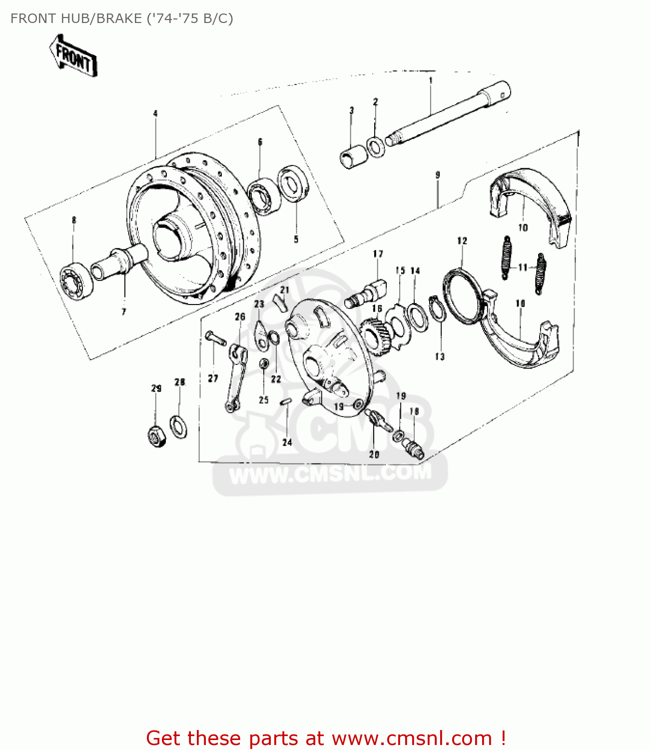 FRONT HUB/BRAKE ('74-'75 B/C) G5C 1975 CANADA