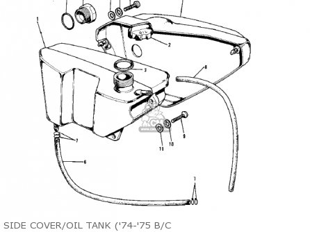 SIDE COVER/OIL TANK ('74-'75 B/C - G5C 1975 CANADA