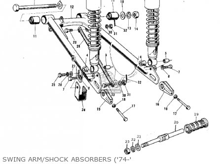 SWING ARM/SHOCK ABSORBERS ('74-' - G5C 1975 CANADA