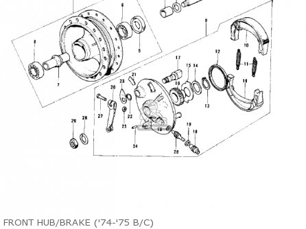 FRONT HUB/BRAKE ('74-'75 B/C) - G5C 1975 CANADA
