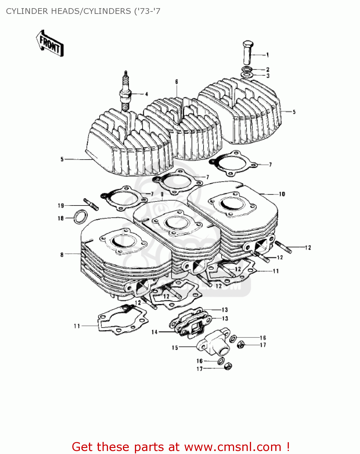 CYLINDER HEADS/CYLINDERS ('73-'7 H1 1970 CANADA