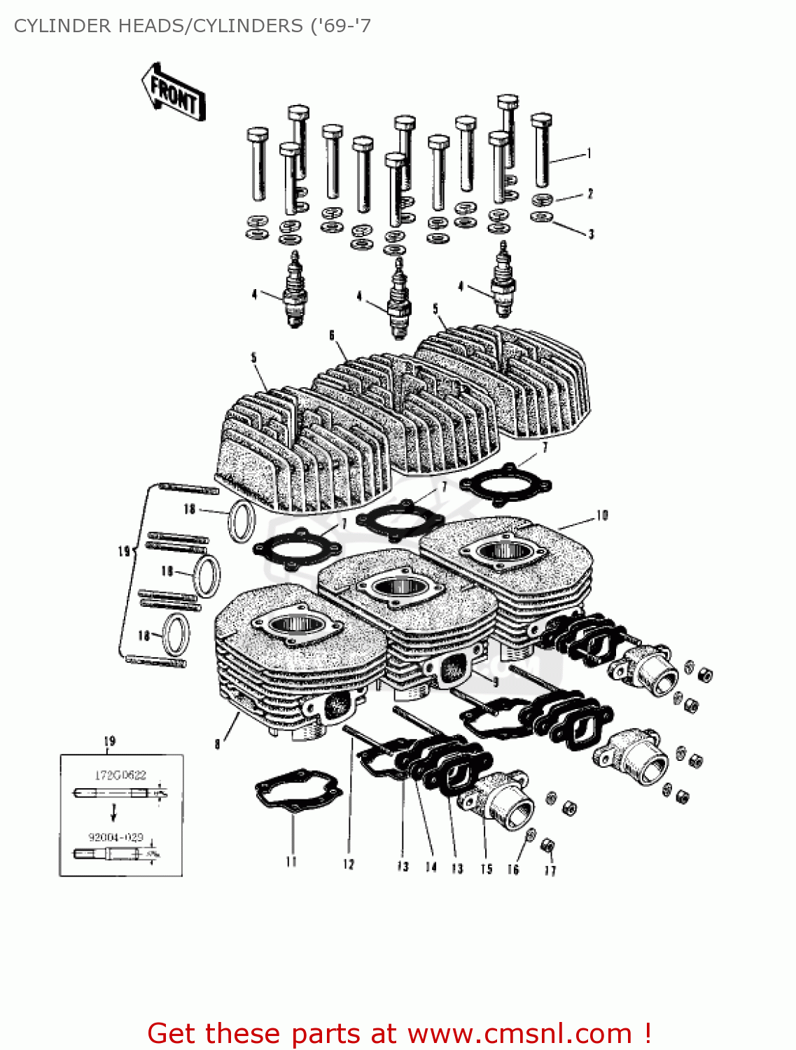 CYLINDER HEADS/CYLINDERS ('69-'7 H1 1970 CANADA