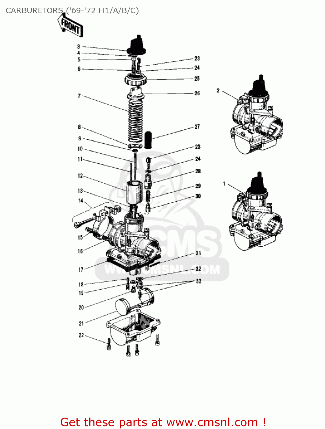 CARBURETORS ('69-'72 H1/A/B/C) H1 1970 CANADA
