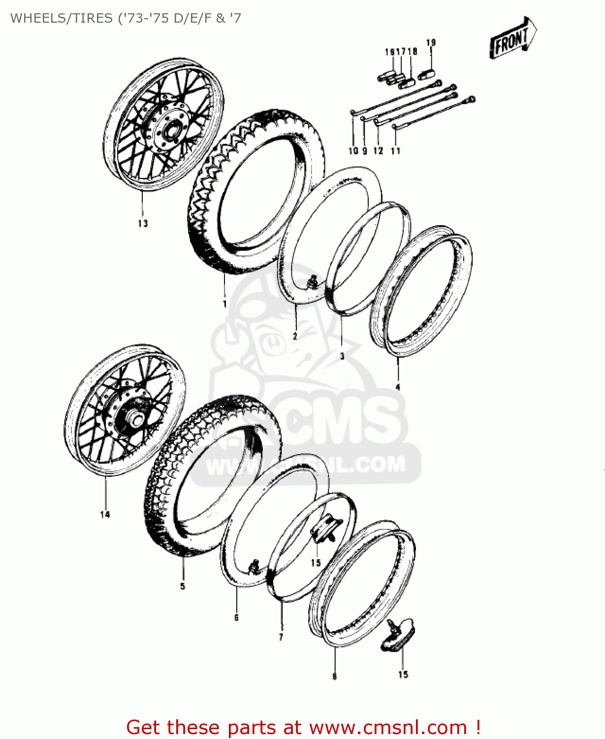 WHEELS/TIRES ('73-'75 D/E/F & '7 H1 1970 CANADA