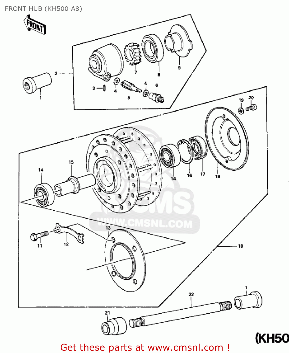 FRONT HUB (KH500-A8) H1 1970 CANADA