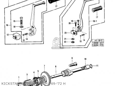 KICKSTARTER MECHANISM ('69-'72 H - H1 1970 CANADA