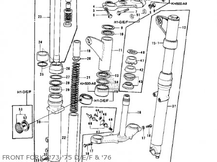 FRONT FORK ('73-'75 D/E/F & '76 - H1 1970 CANADA