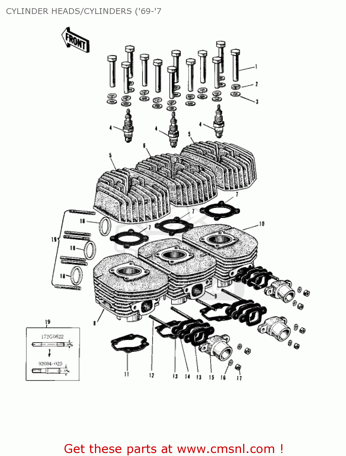 CYLINDER HEADS/CYLINDERS ('69-'7 H1 MACH III 1969 CANADA
