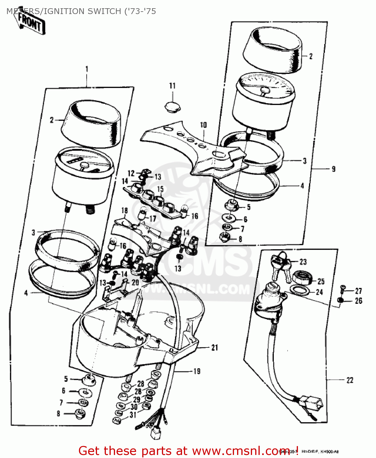 METERS/IGNITION SWITCH ('73-'75 H1 MACH III 1969 CANADA