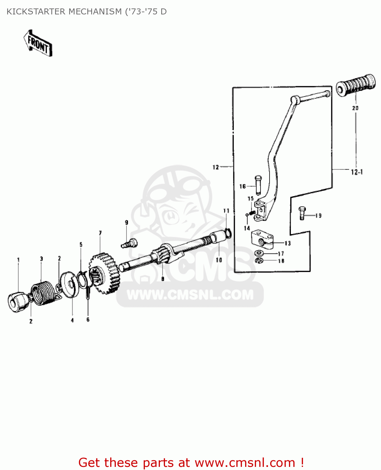 KICKSTARTER MECHANISM ('73-'75 D H1 MACH III 1969 CANADA