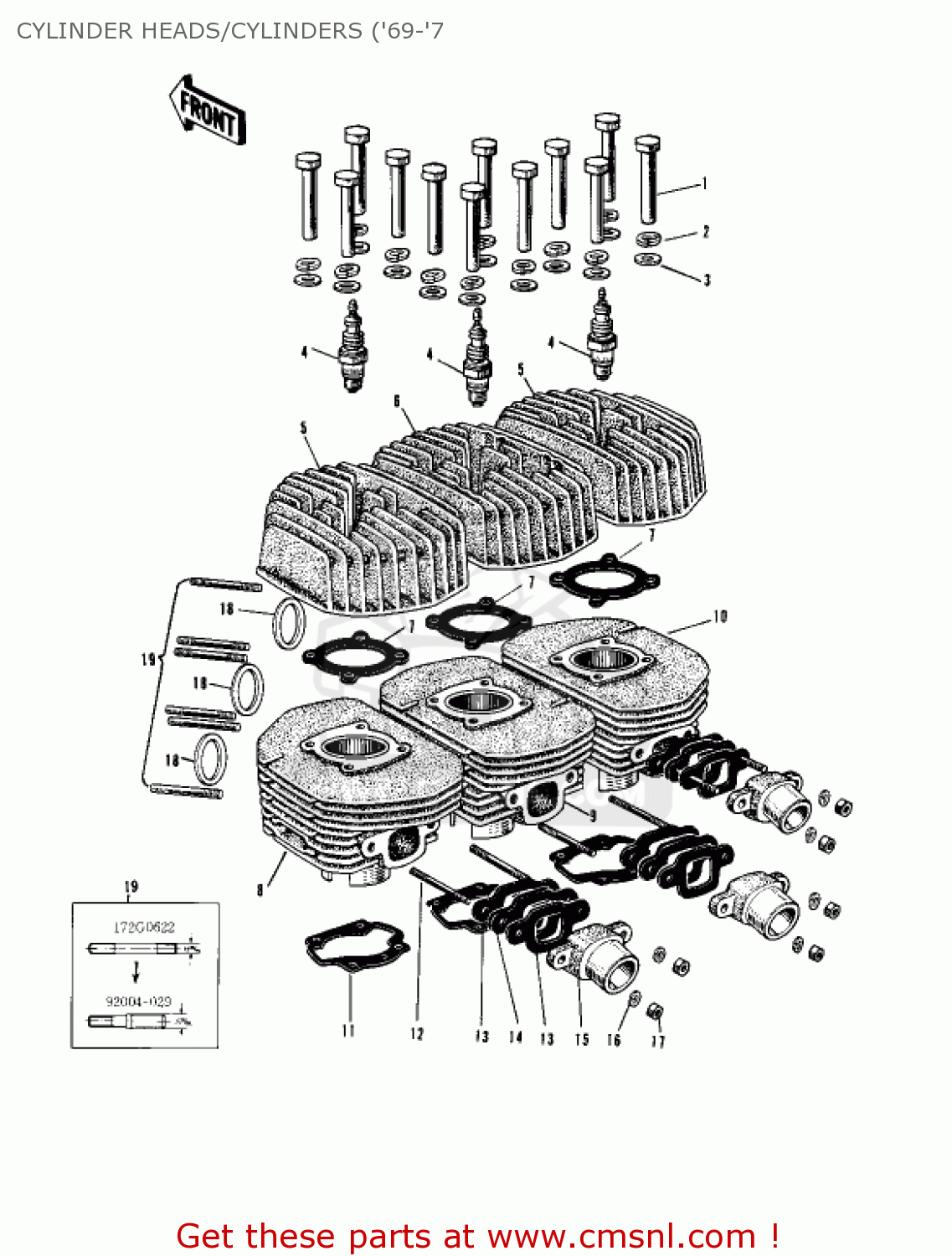 CYLINDER HEADS/CYLINDERS ('69-'7 H1A 1971 CANADA
