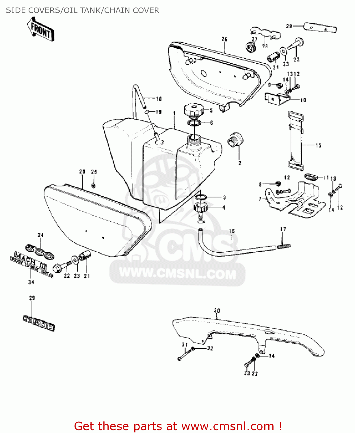 SIDE COVERS/OIL TANK/CHAIN COVER H1A 1971 CANADA