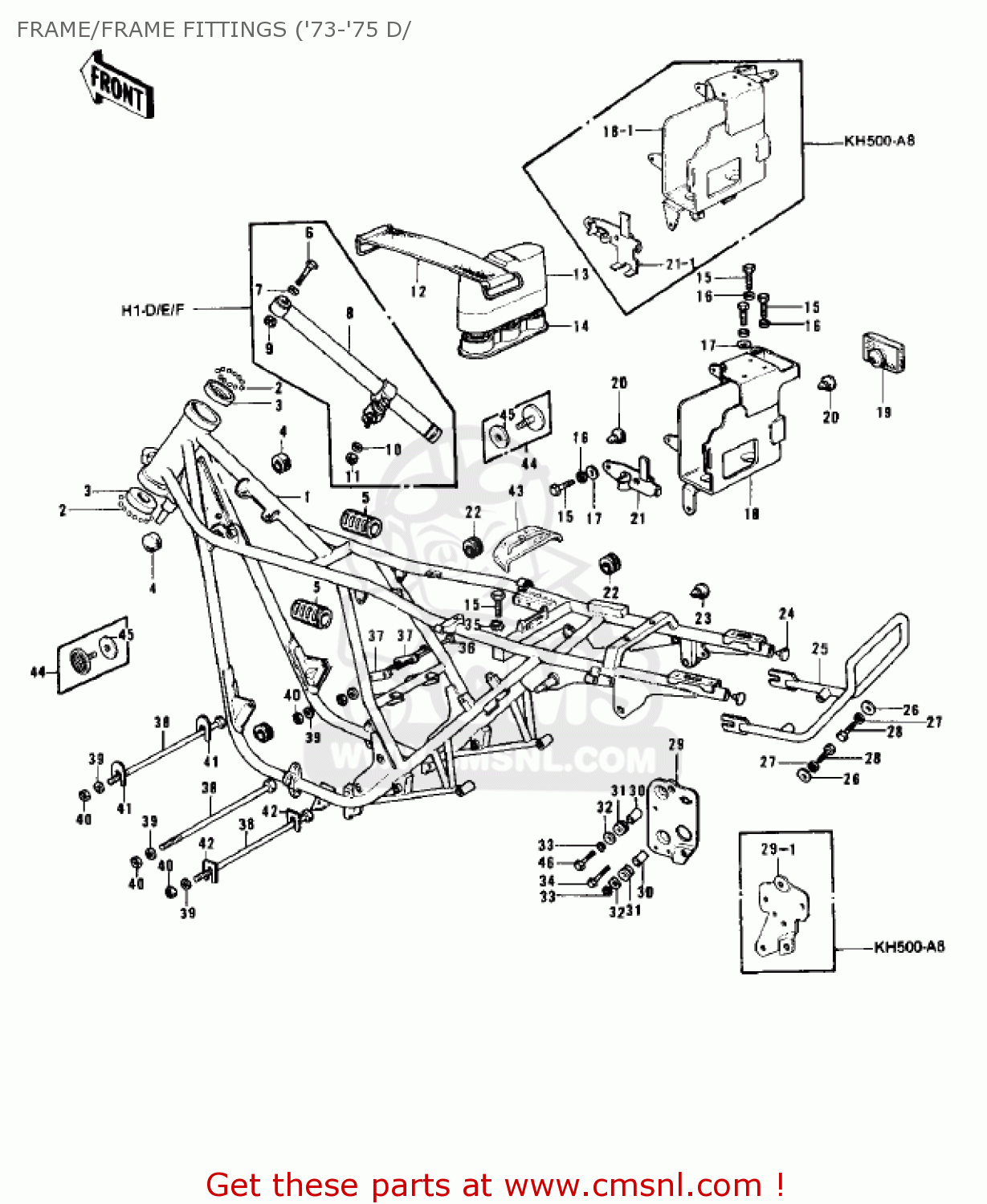 FRAME/FRAME FITTINGS ('73-'75 D/ H1A 1971 CANADA