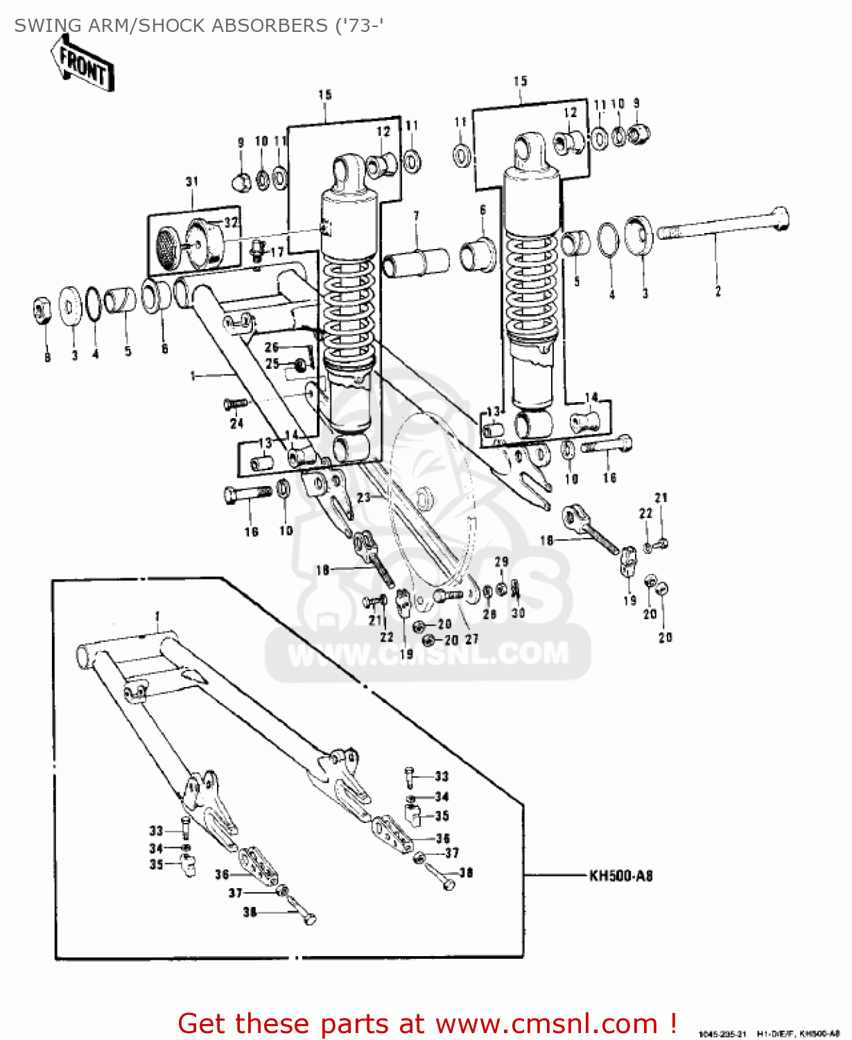 SWING ARM/SHOCK ABSORBERS ('73-' H1A 1971 CANADA