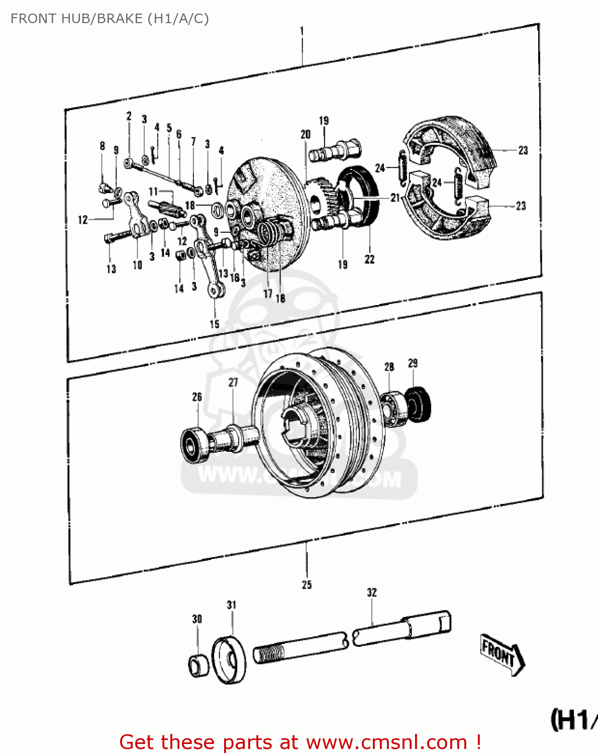 FRONT HUB/BRAKE (H1/A/C) H1A 1971 CANADA