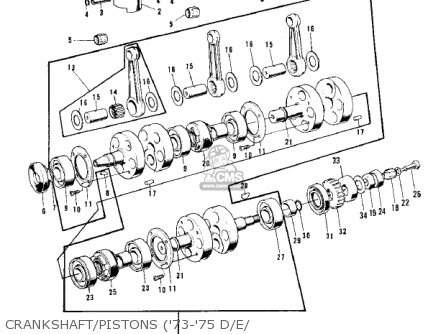 CRANKSHAFT/PISTONS ('73-'75 D/E/ - H1A 1971 CANADA