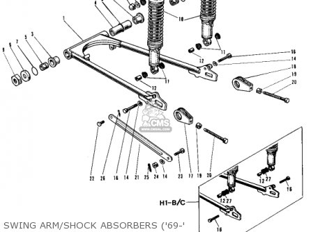 SWING ARM/SHOCK ABSORBERS ('69-' - H1A 1971 CANADA
