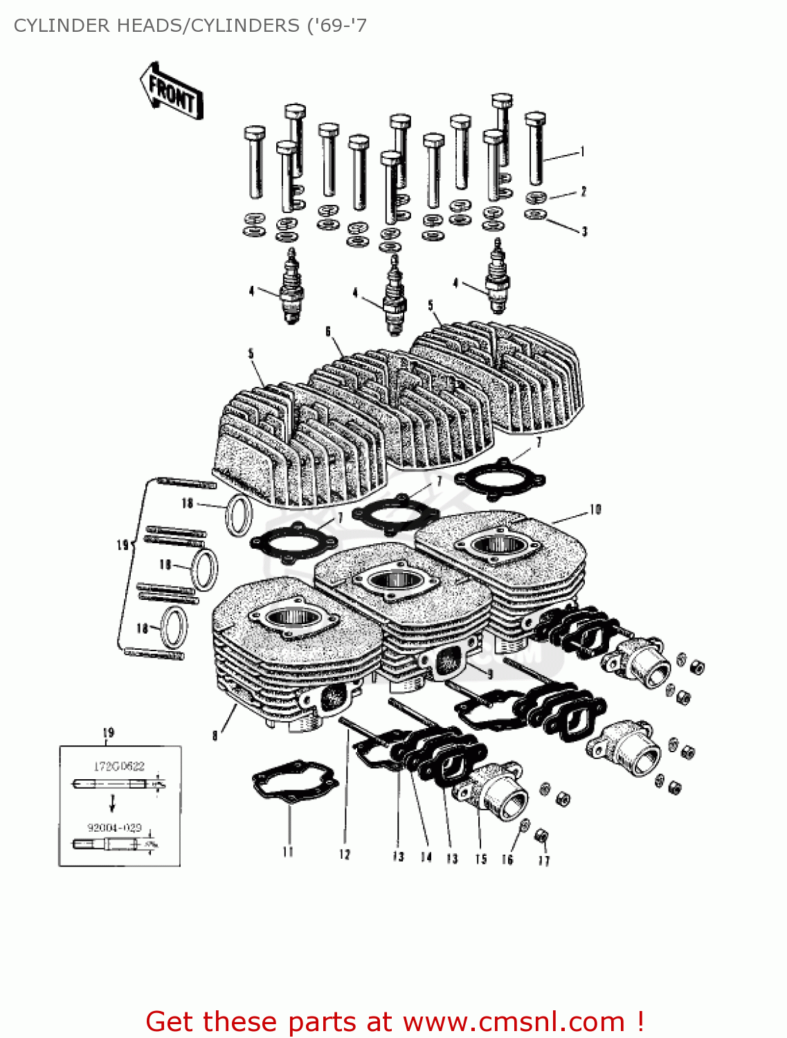CYLINDER HEADS/CYLINDERS ('69-'7 H1B 1972 CANADA