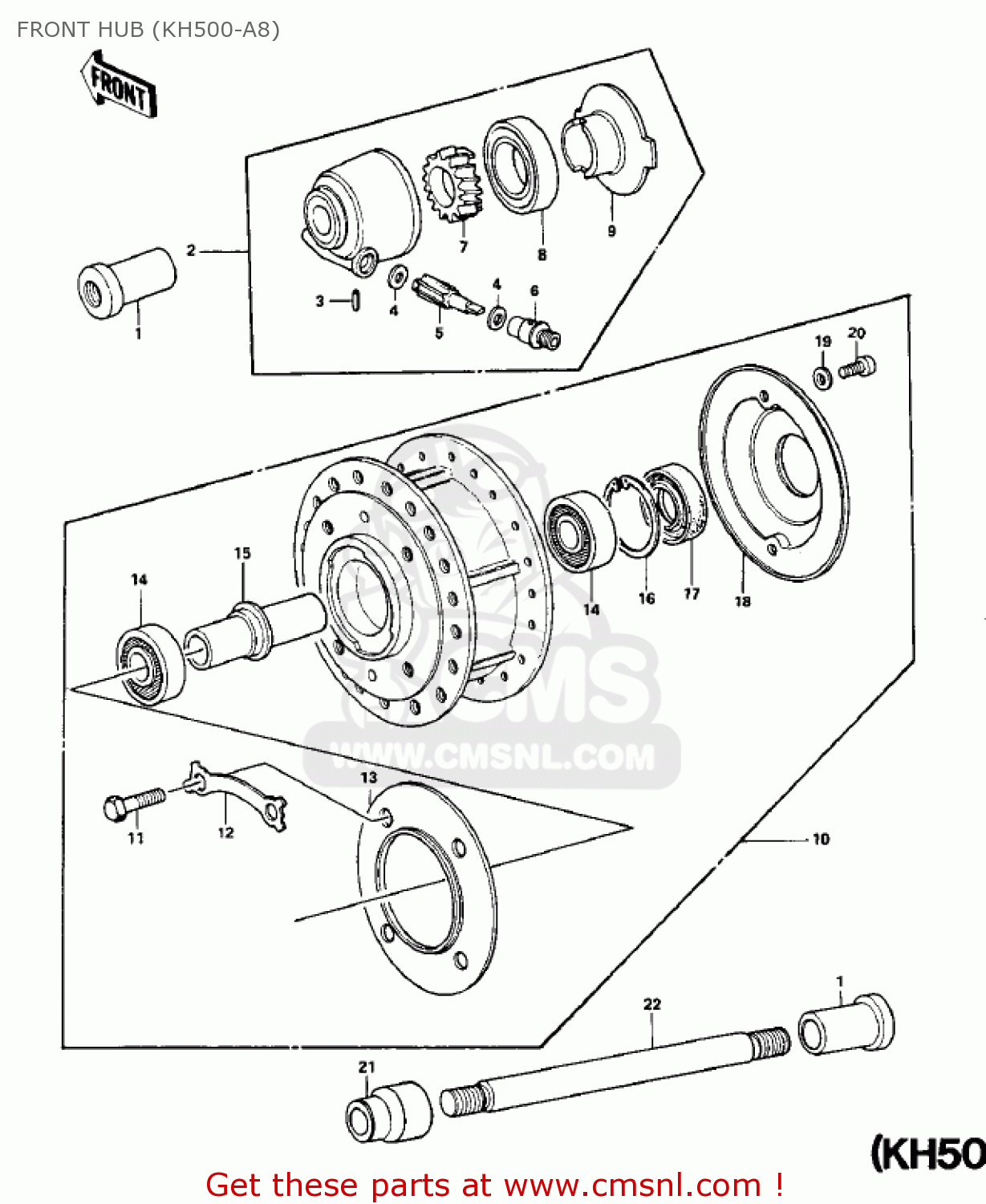 FRONT HUB (KH500-A8) H1B 1972 CANADA