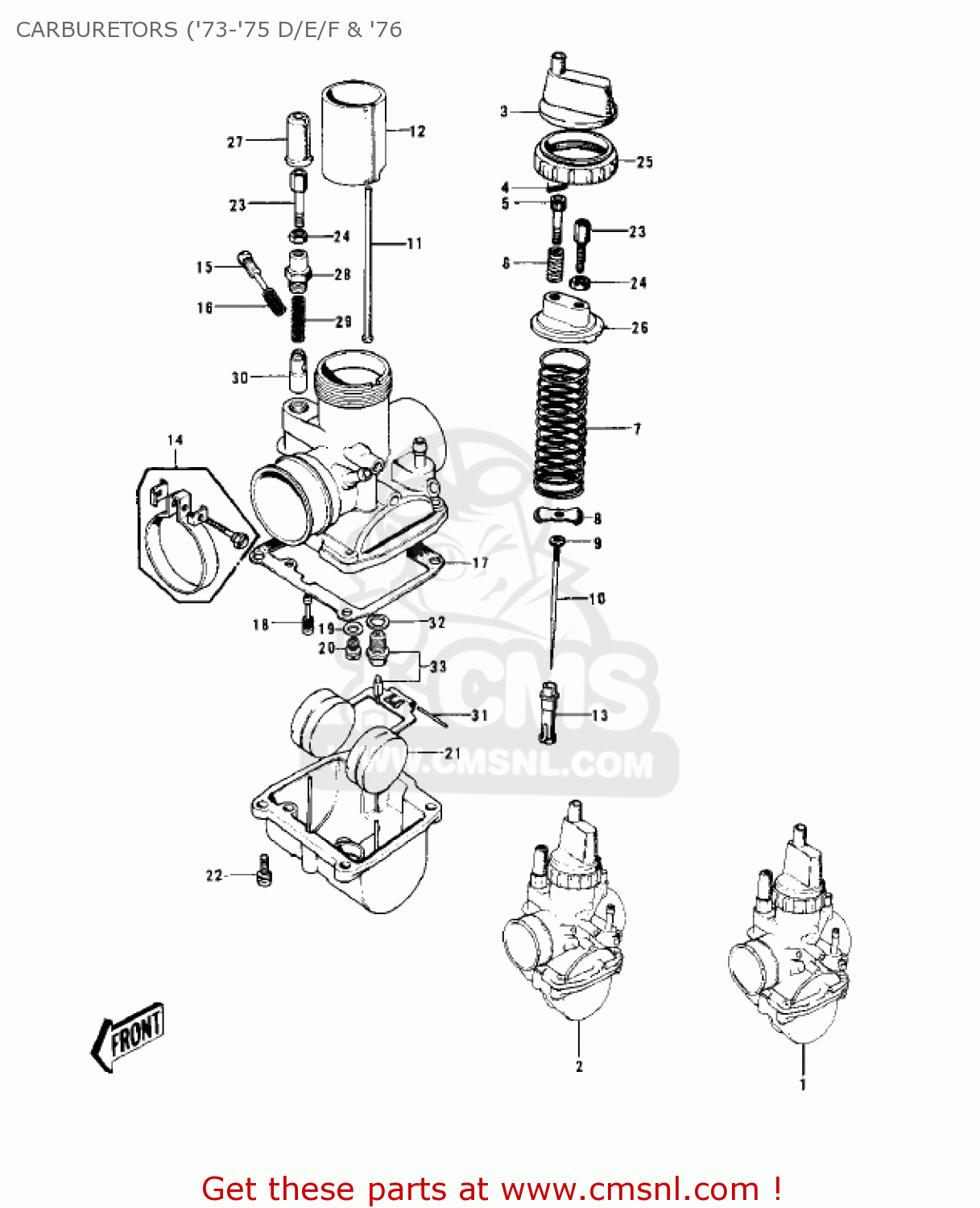CARBURETORS ('73-'75 D/E/F & '76 H1B 1972 CANADA