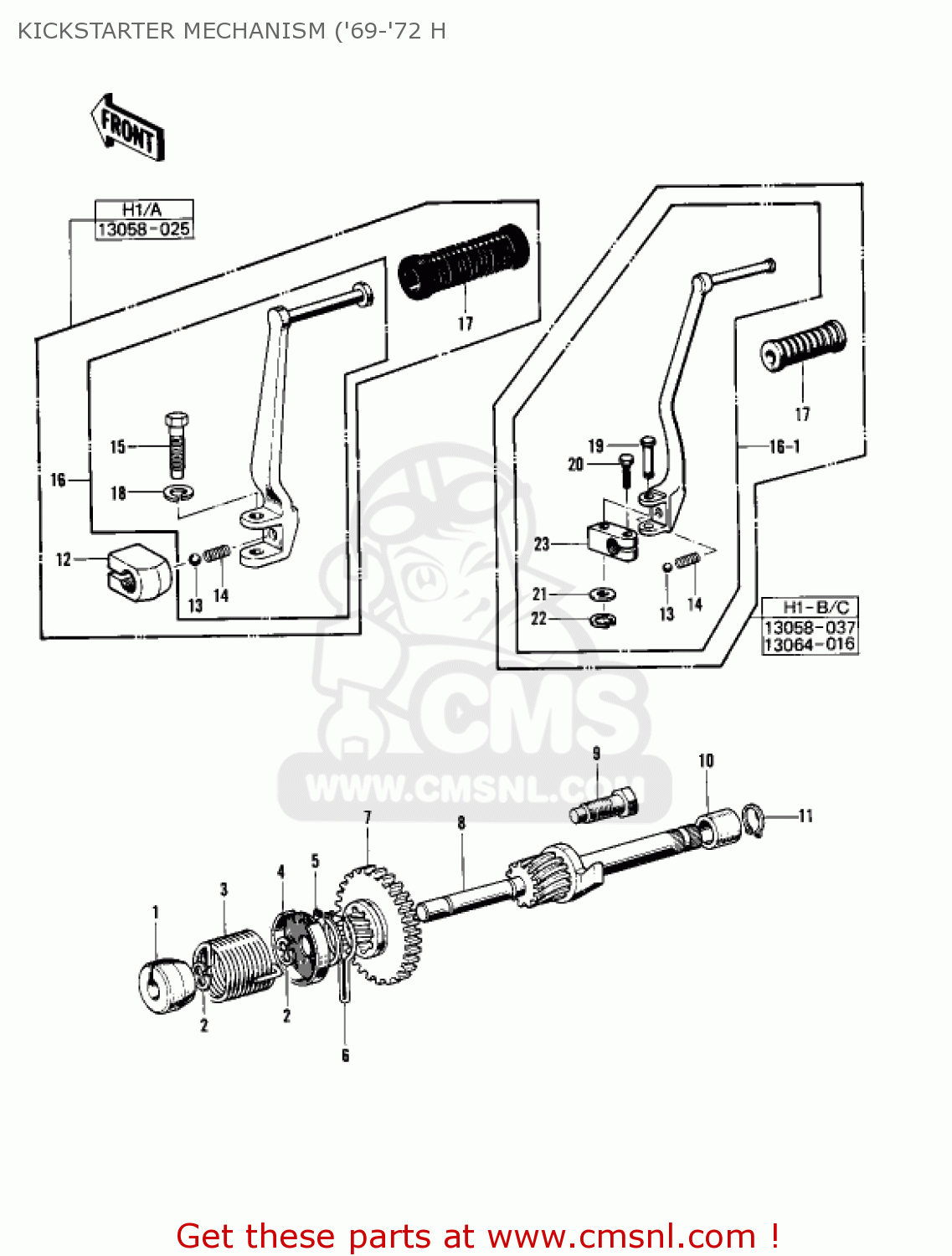 KICKSTARTER MECHANISM ('69-'72 H H1D 1973 CANADA