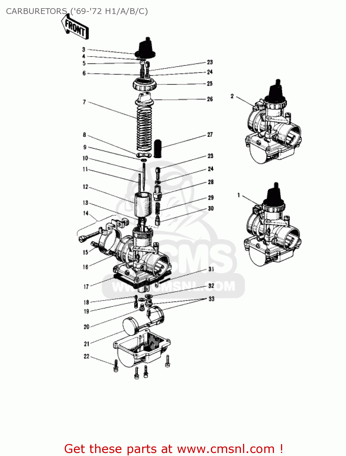 CARBURETORS ('69-'72 H1/A/B/C) H1D 1973 CANADA