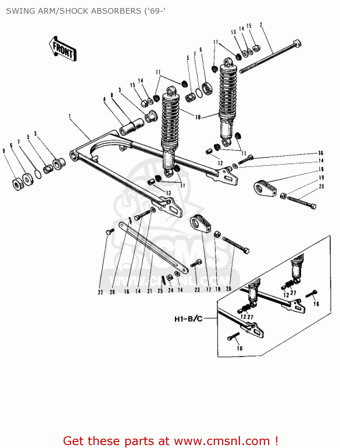 SWING ARM/SHOCK ABSORBERS ('69-' H1E 1974 CANADA