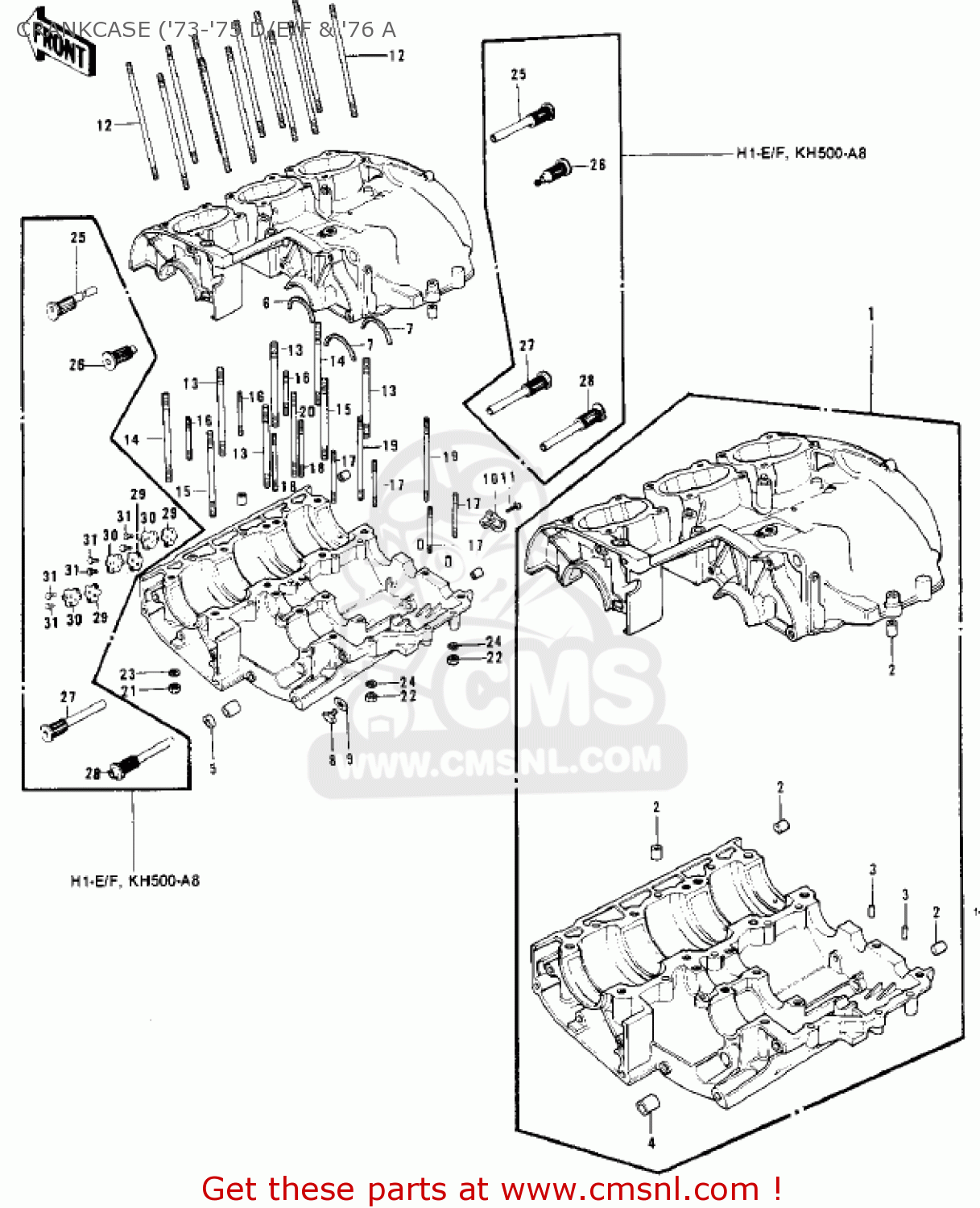 CRANKCASE ('73-'75 D/E/F & '76 A H1F 1975 CANADA